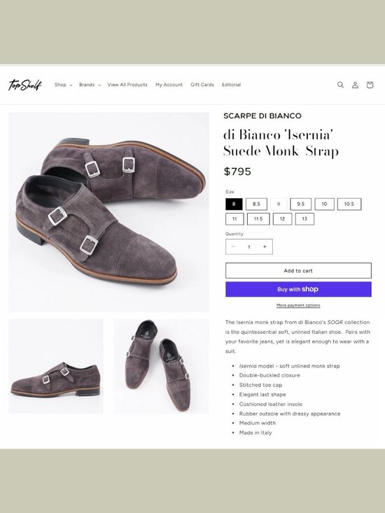 $795 Scarpe DI BIANCO Isernia Monkstrap 10 M Brown Suede SC574 * add $15 Trees main image 4